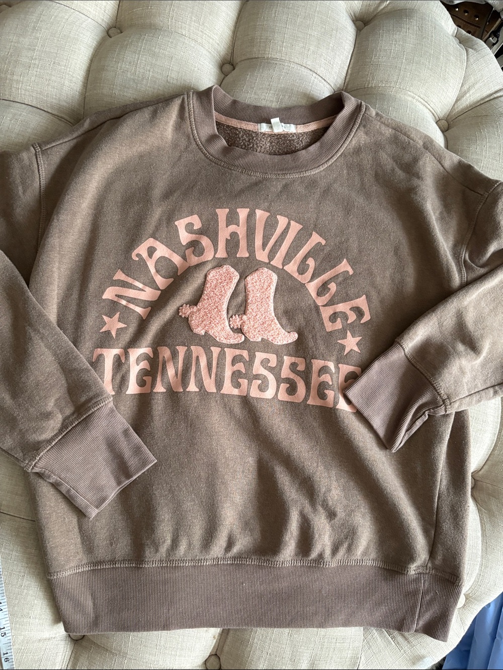 Maurices Brown Crewneck Sweatshirt with Pink Nashville Tennessee Graphic